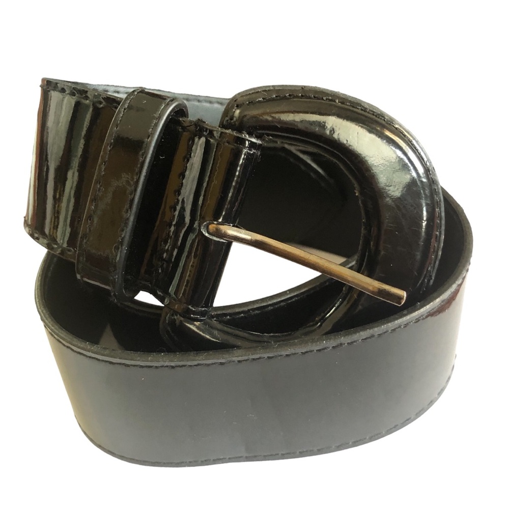 Wide Patent Leather Belt for Womens